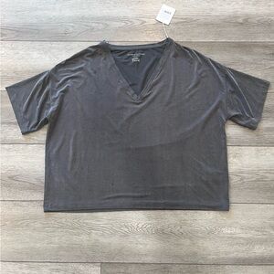 Majestic Filatures Deluxe Teeshirt Oversized Charcoal V-Neck Tee NWT